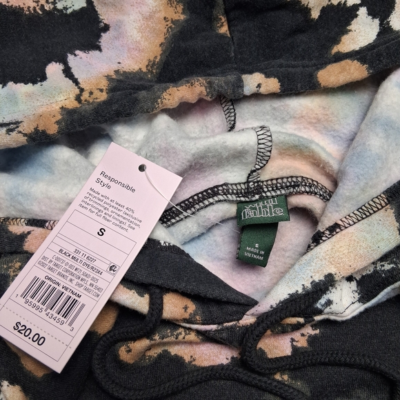 Wild Fable Black Mutli Tie Dye Cropped Hoodie Womens Size Small NWT - Picture 5 of 8